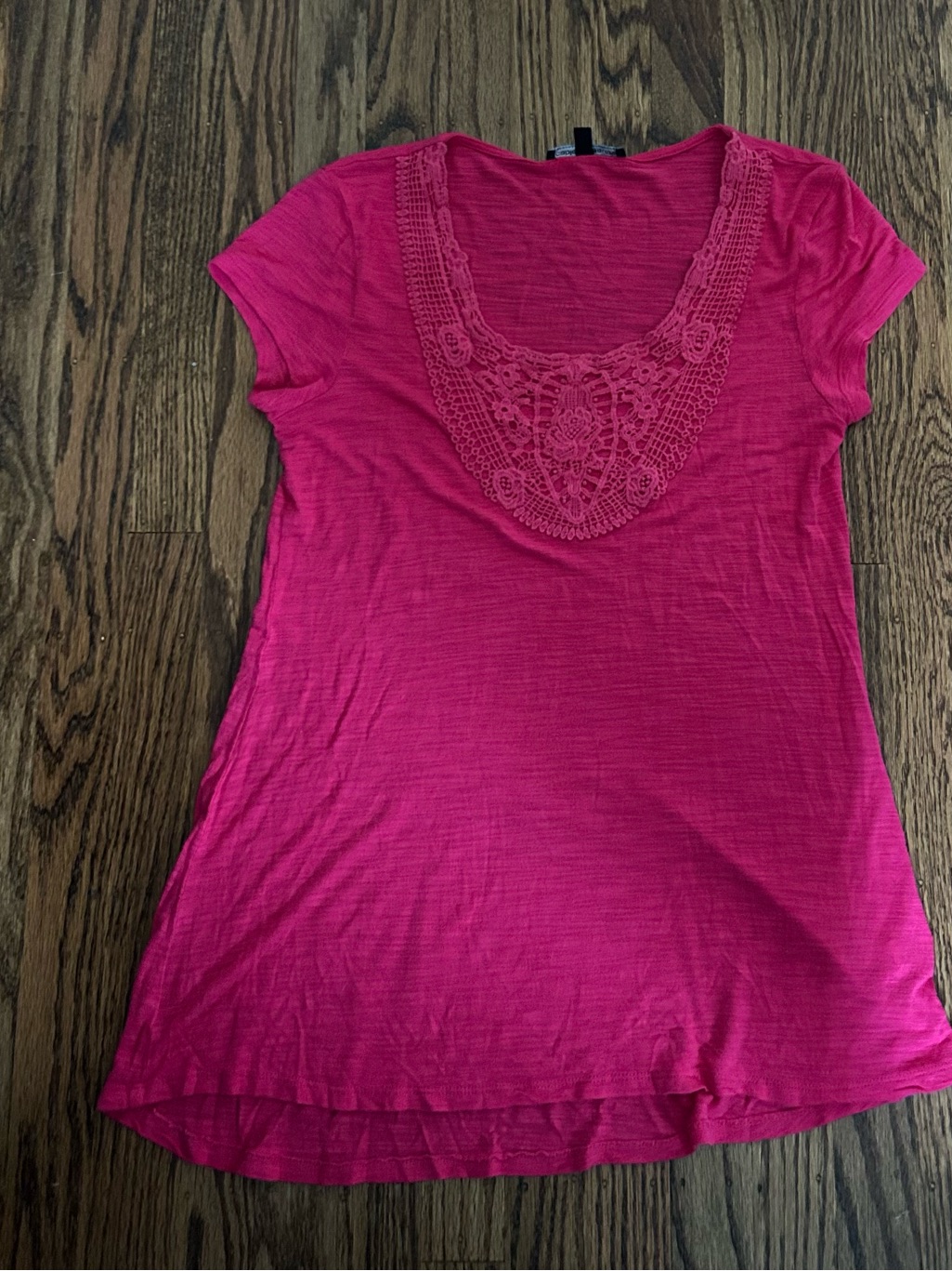 Cable & Gauge Short Sleeve Pink Top